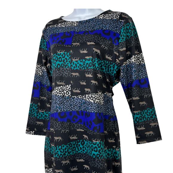 Victoria Secret Bodycon Animal Cheetah Print Little Black Dress Size Large - Picture 4 of 11